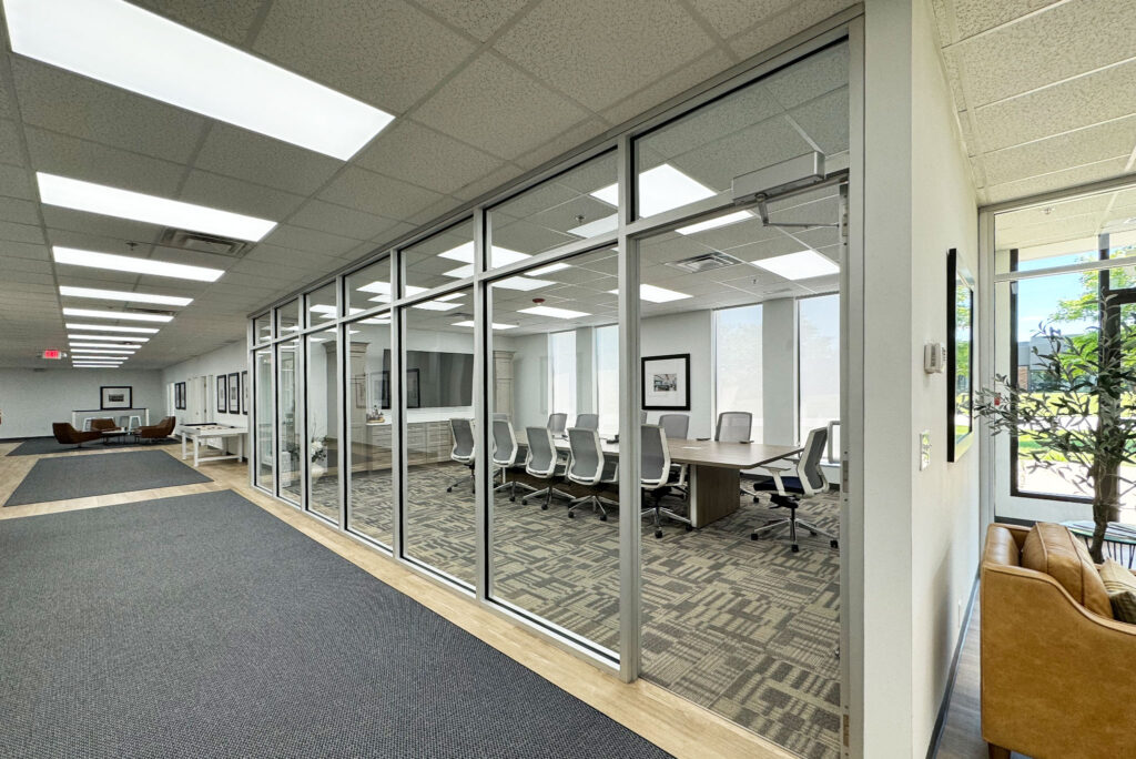 Commercial glass partitions